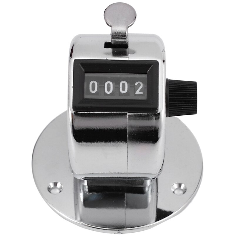 Round Base 4 Digit Manual Hand Tally Mechanical Palm Click Counter