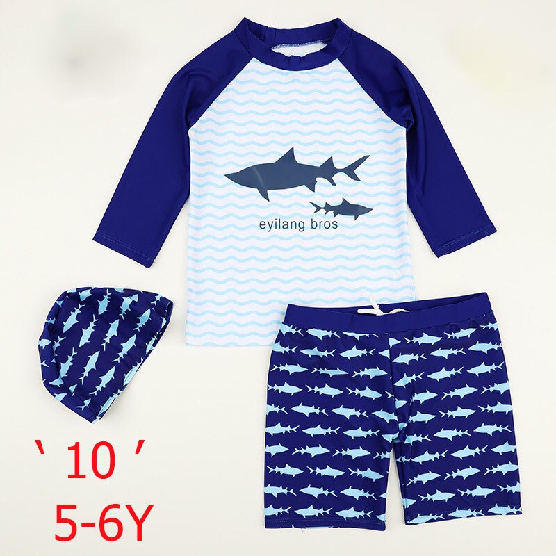 Summer Kids Boy Swimwear for Boys Cartoon 3Pcs Children Swimsuits with Sun Cap Toddler Baby Girl Beach Bath Clothes: 5-6Y