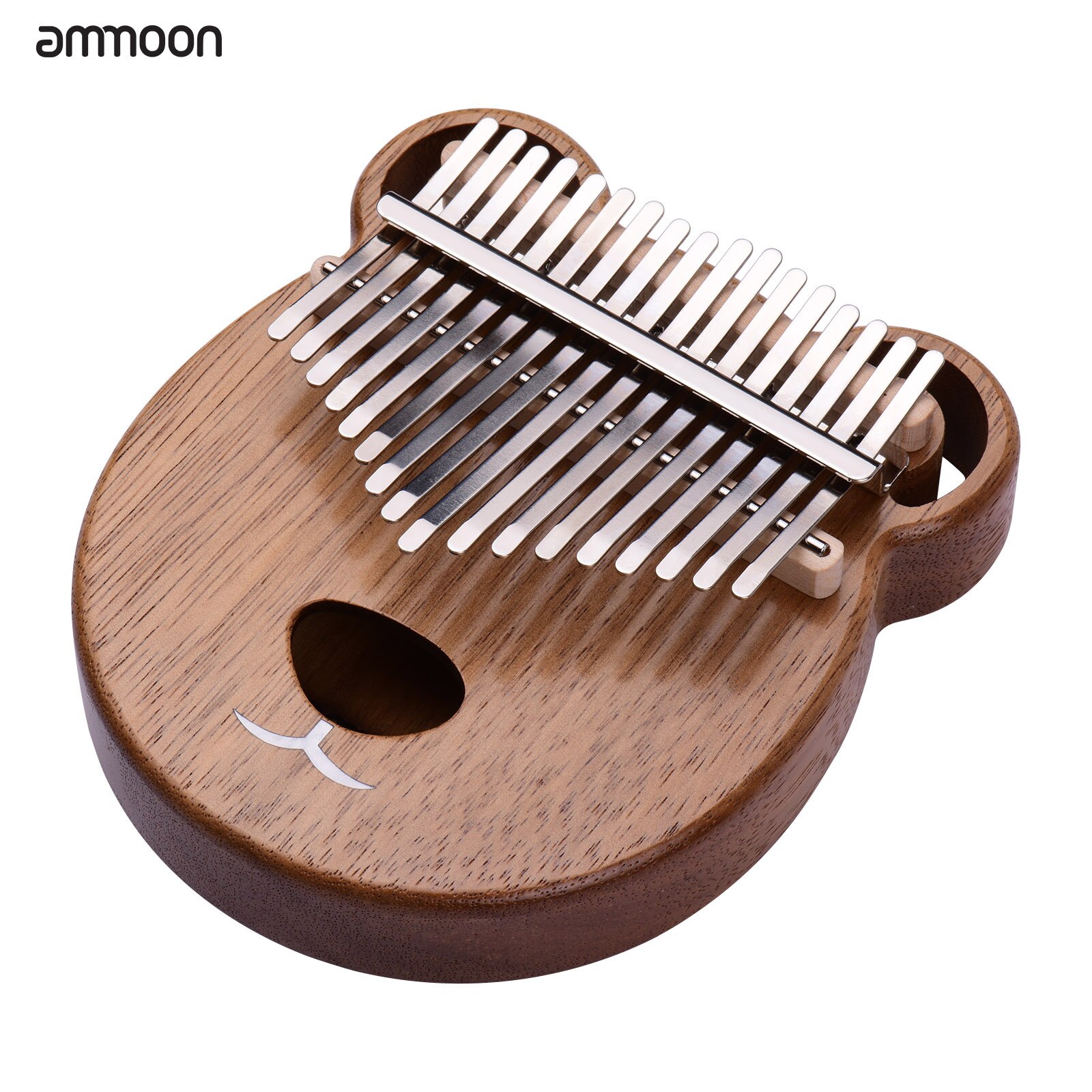 ammoon 17 Key Kalimba Portable C Tone Thumb Piano Solid Walnut Wood Finger Precussion with Tuning Hammer Wiping Cloth