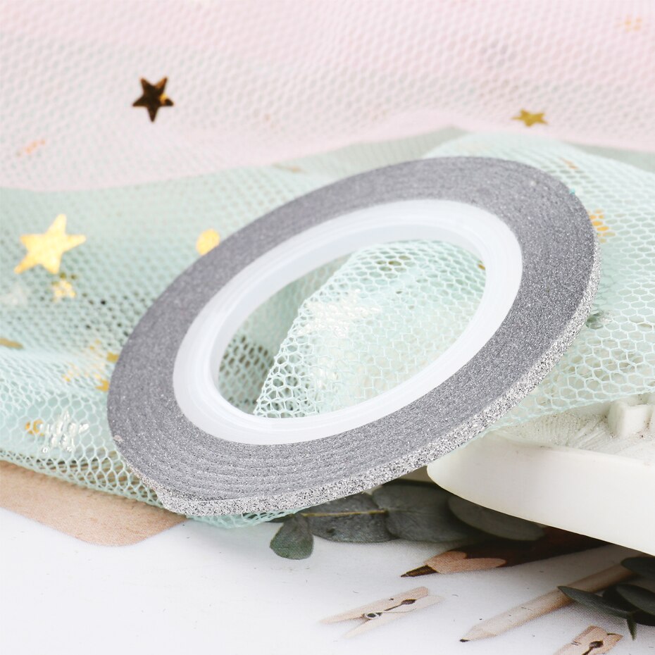 1Roll Gold Silver Nail Art Glitter Stripping Tape Line Strips Slider For Nails 1mm 3mm Sparkly Sticker Charm Decoration BENC275: 2mm Silver