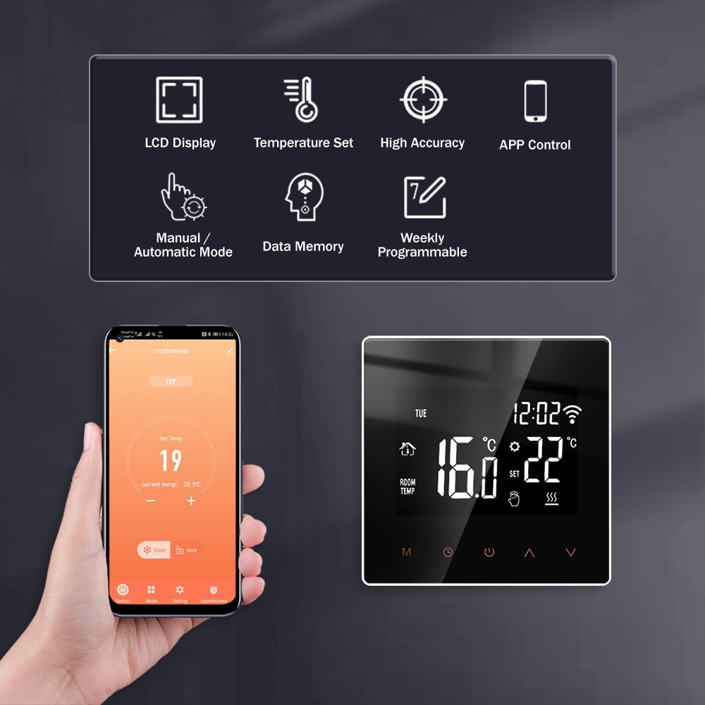 Tuya APP WiFi Smart Thermostat Electric Floor Heating Water Gas Boiler Temperature Voice Remote Controller for Google Home Alexa