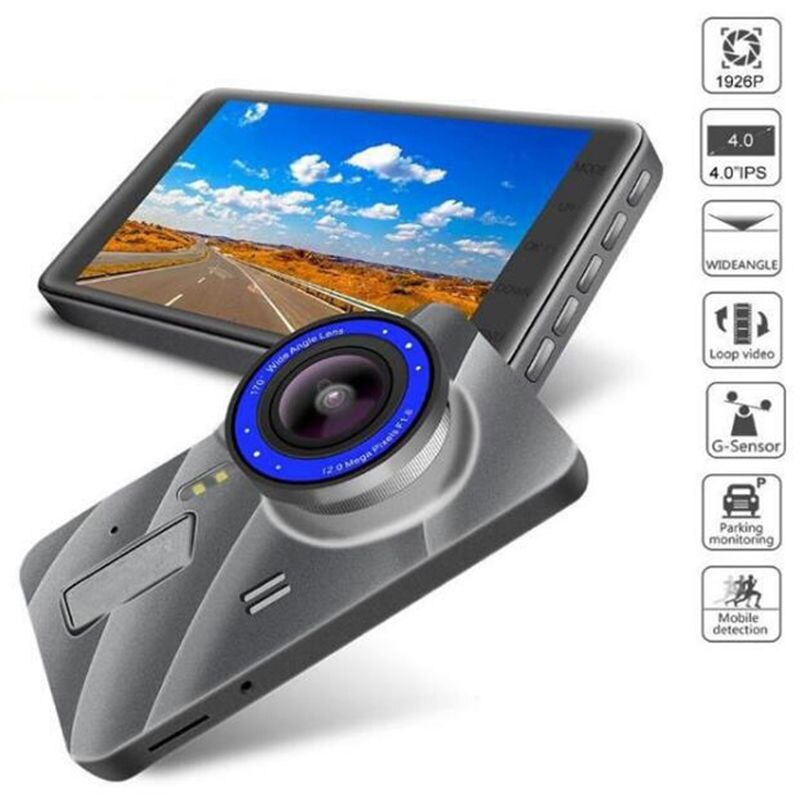 Nueva Cámara DVR para coche de 4 pulgadas, Full HD 1080P, grabadora de vídeo de doble lente, Monitor de aparcamiento, cámara de visión trasera, detección de movimiento automática