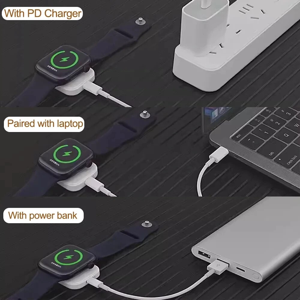 Hurtig magnetisk trådløs oplader til apple watch-serien 5 se iwatch 9 8 7 6 ultra dock-adapter type  c 8 -benet bærbar opladning
