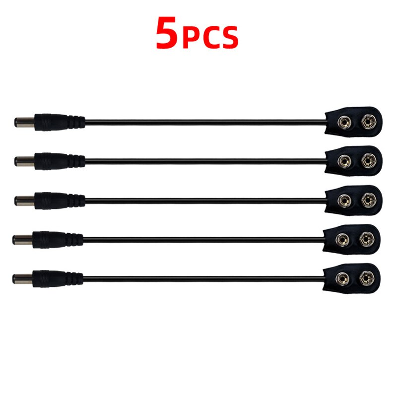9V Battery Clip Connector Converter Center Negative Power Supply Cable for Guitar Effect Pedal: 5 pcs cable