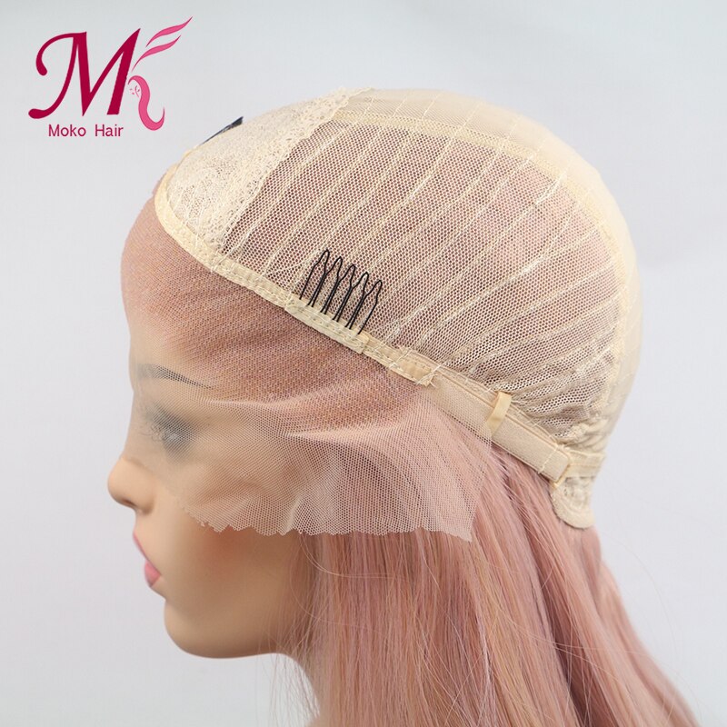 Moko Hair-peluca arcoíris trenzada de colores, peluca con malla frontal Rubia de parte media con pelo Natural, pelucas con doble Trenza para mujeres negras