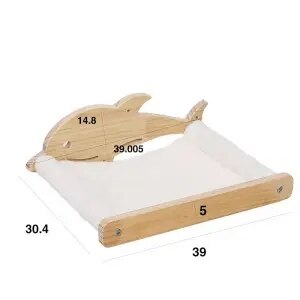 Solid wood cat climbing frame cat wall hanging cat nest cat springboard Plush cat hammock cat toy whale graphics on the wall: B Flannel style