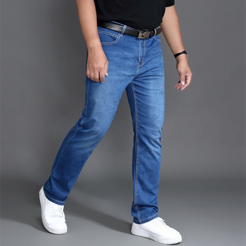 Efterårs jeans mærke mænd klassiske regular fit stretchbukser højtaljede denim man plus størrelse 40 42 44 46 herrebukser: 33