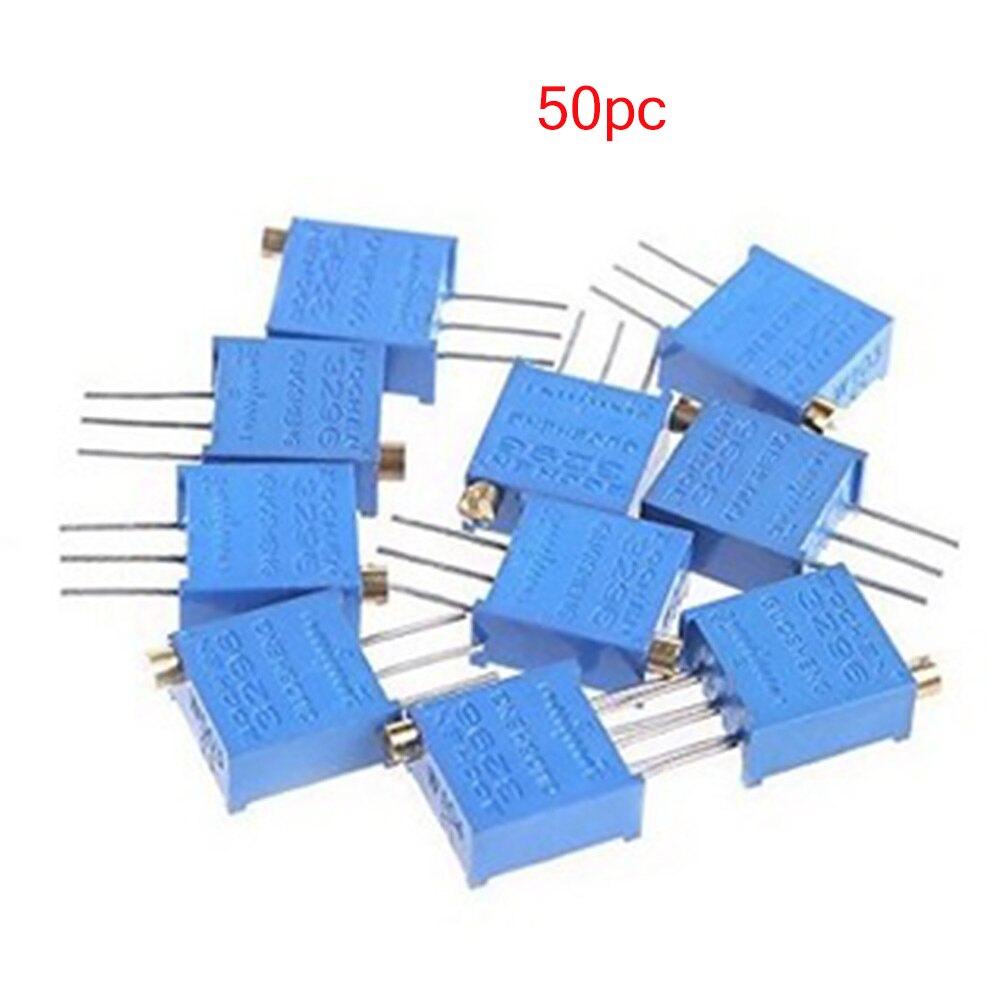 50pcs Potentiometer Trimmer Blue Adjustable Multiturn Variable 3296 100 To 1M With Case Resistor Cermet Breadboard