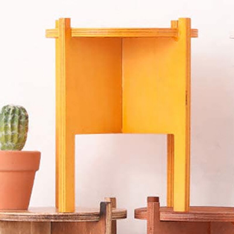 Houten Bloempot Houder Plant Stand Bloempot Houder Set Plant Plank Voor Indoor En Outdoor Decoraties (Geel)