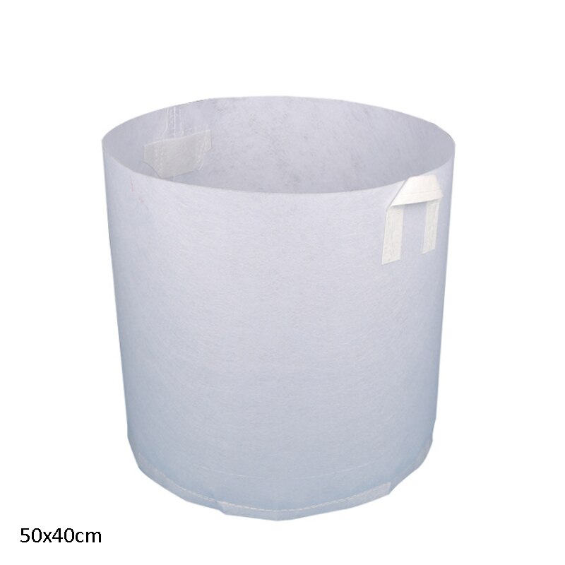 Contenedores de aireación blanca, bolsa de cultivo de 5 tamaños, contenedor de raíz de planta, macetas redondas de tela no tejida blanca: 50x40cm