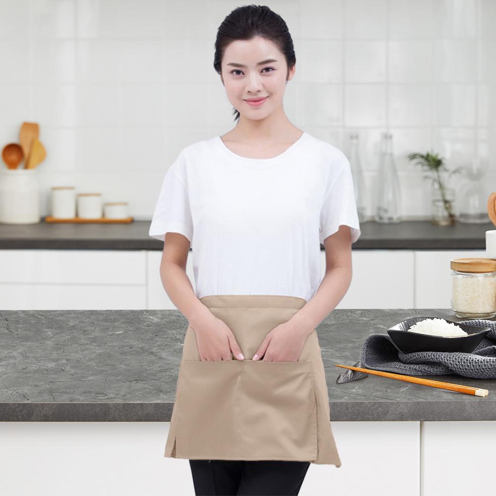 Halbschürze mit Taschen für Männer, Frauen, Erwachsene, atmungsaktive Schürze, kurz geschlitzte Schürzen, Küche, Kochschürze, Kochkostüm