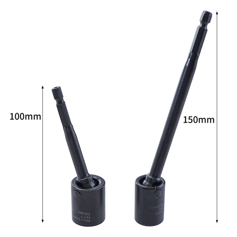 Wobble Socket Adapter 360 Degree Rotatable Universal Joint Swivel Socket Set 6.35mm Hex Handle Socket Adapter 9 Styles