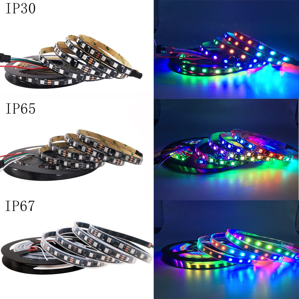 WS2811 5050 RGB Addressable 60Led Pixel Strip Light Full Colors Led Strip SP110E Bluetooth pixel controller Kit DC12V