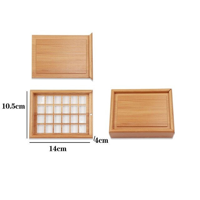 24/36 Grids Box Aquarel Verf Bamboe Houten Palet Draagbare Lege Opslag Paleta Art Supplies: B