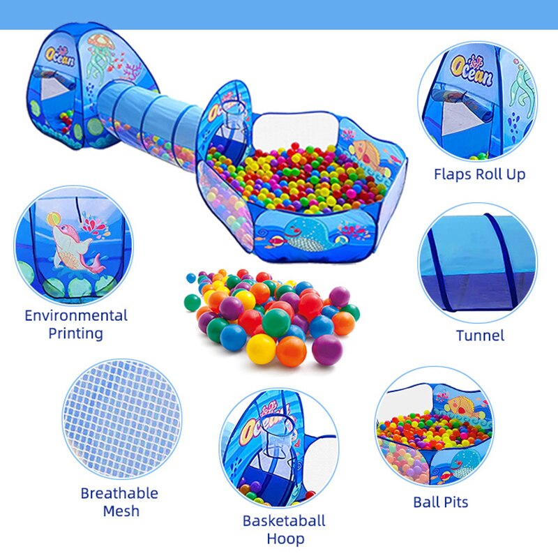 3 in 1 freundlicher Zelt Tragbare Baby Ball Schwimmbad Grube freundlicher Zelte mit Krabbeln Tunnel Innen Art Spielhaus Pop hoch Tipi