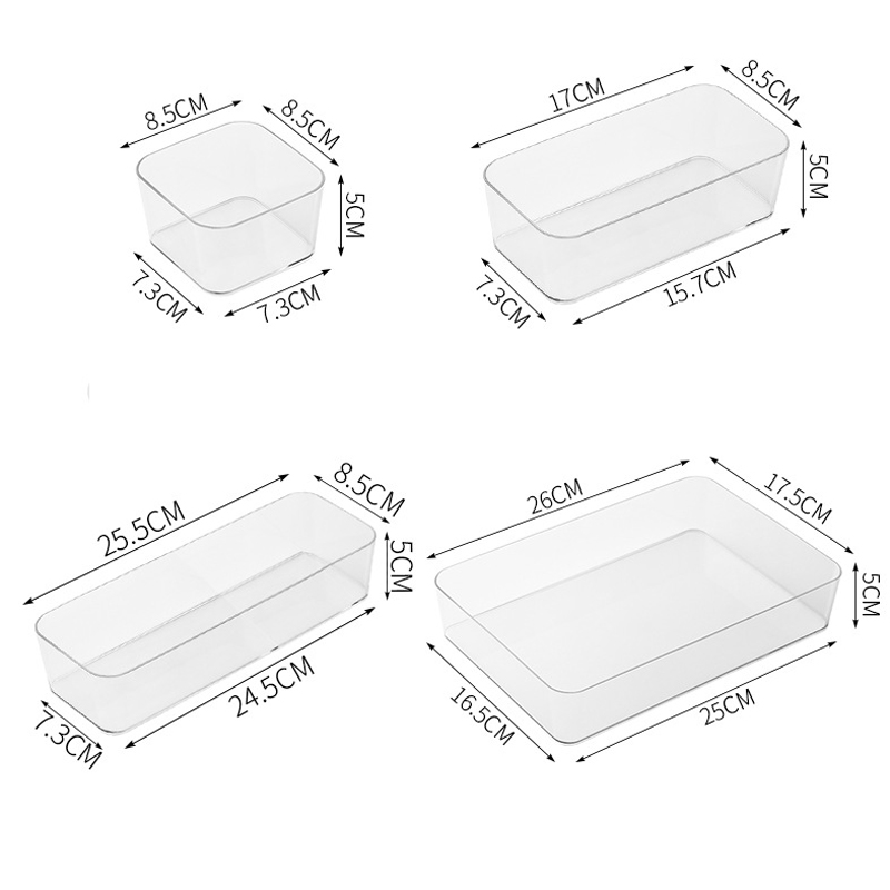 Cajones organizadores de cajones transparentes, caja de almacenamiento de plástico transparente, caja acrílica de escritorio, joyería, maquillaje, organizador de cosméticos, cajón