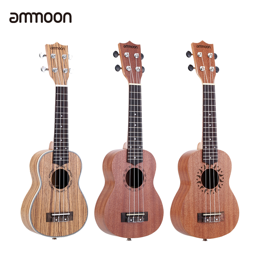Ammoon-ukelele acústico de 21 pulgadas, instrumento Musical de cuerda, 15 trastes, 4 cuerdas