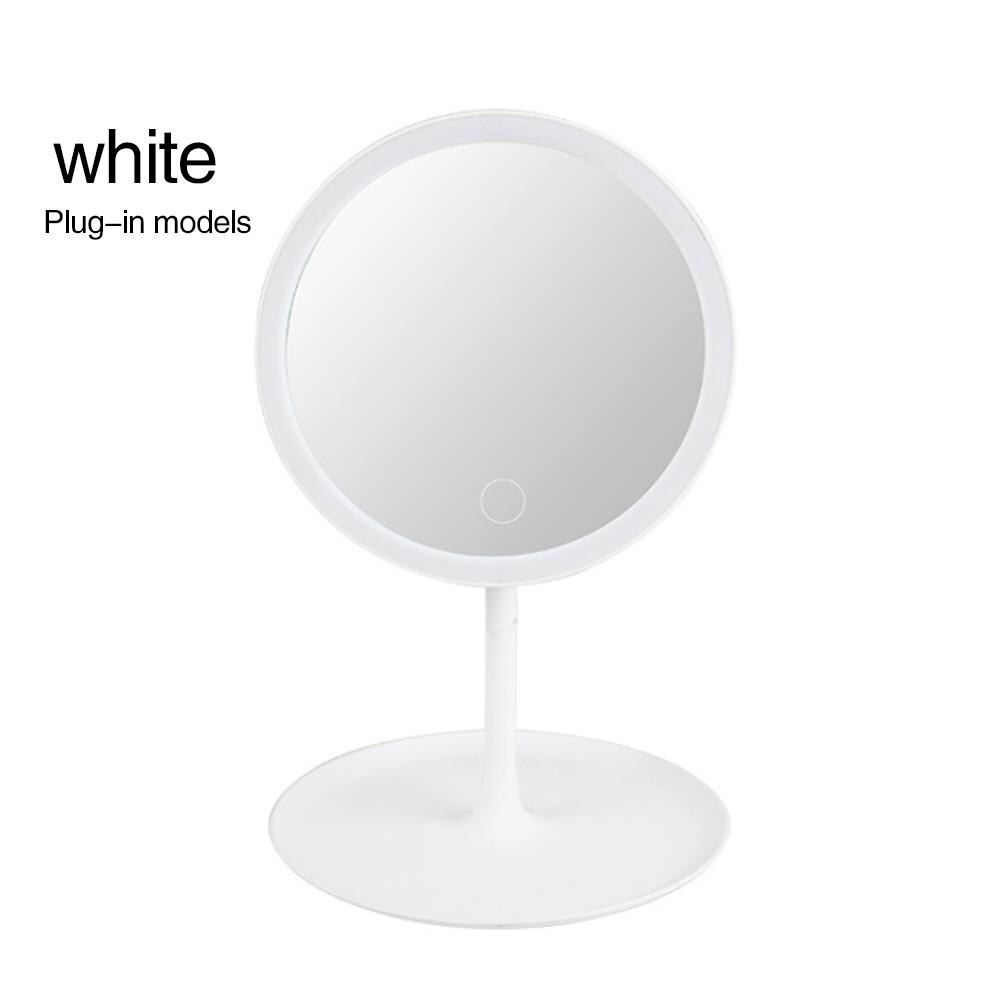 Ledet oplyst 90 ° rotation kosmetisk interiør berøringskontrol badeværelse makeup spejle bord spejl spejl lampe bærbar: Hvid / Genopladelig 3- tilstand