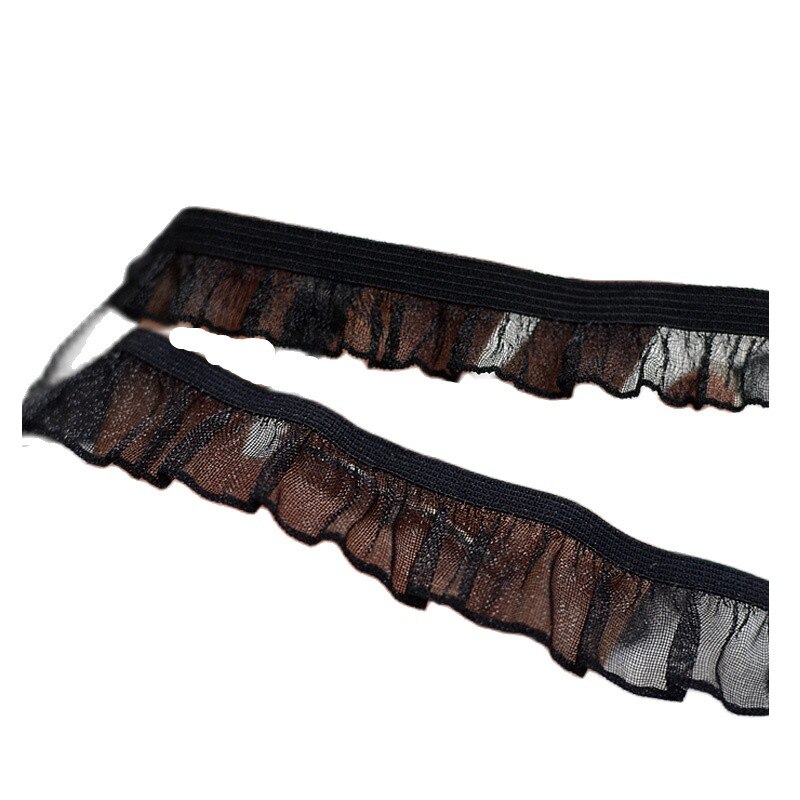 Tela de encaje elástico de guipur de Organza para boda, 1 yarda, cinta ancha de 1,5 cm, negra, para vestidos, dentelle, RG23