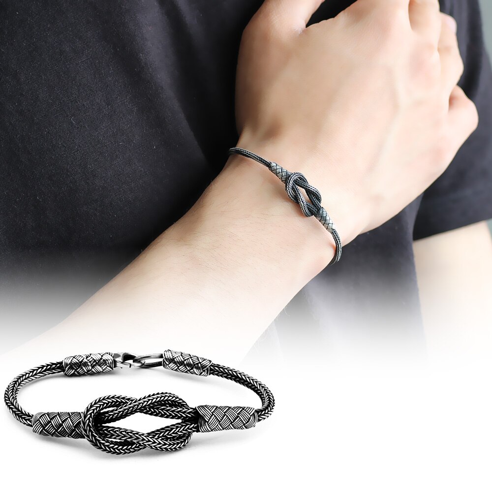 El İşçiliği Düğüm Tasarım 1000 Ayar Gümüş Kazaz Bileklik