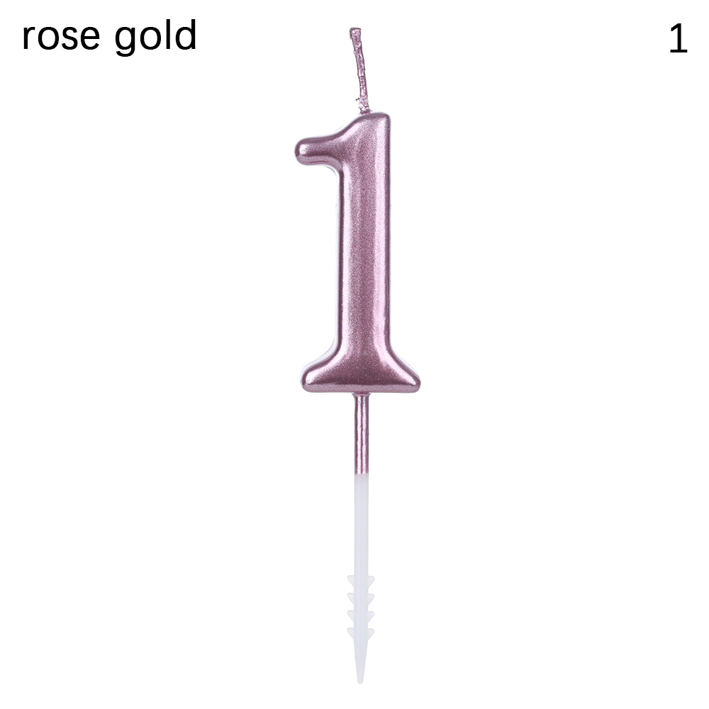 1PC 0-9 Number Candles Cake Topper Rose Gold Sliver Wax Cupcake Decor Cake Ornaments Party Supplies Accessory Crafts