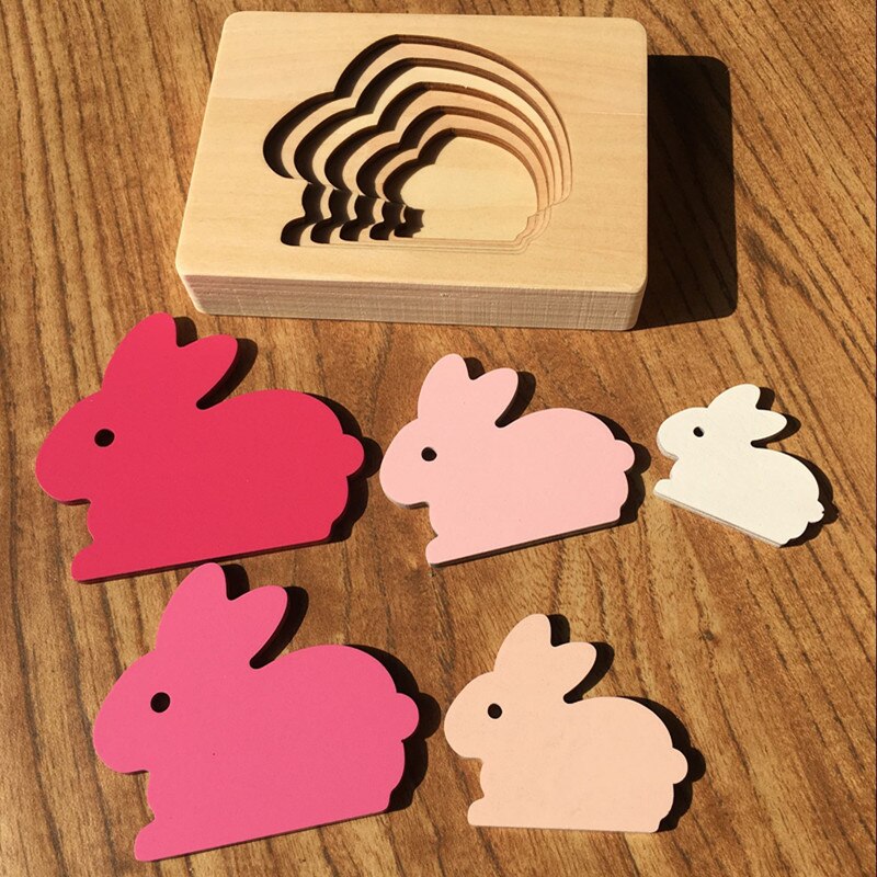Candywood-Juguetes de madera para niños, rompecabezas 3D de animales de cartón, rompecabezas multicapa, juguetes para bebés rompecabezas, ayuda educativa temprana