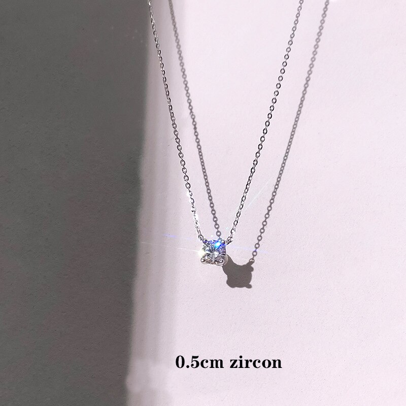 Louleur 925 srebro naszyjnik pojedynczy wisiorek z cyrkonią naszyjnik dla kobiet moda lato srebro 925 biżuteria choker: 0.5cm Zircon