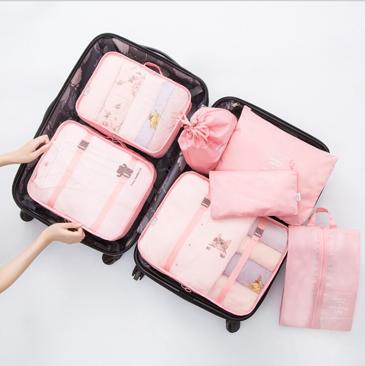 7 stk/sæt pakningsterning til kuffert rejser organisator taske kvinder mænd sko tøj bagage rejsetasker