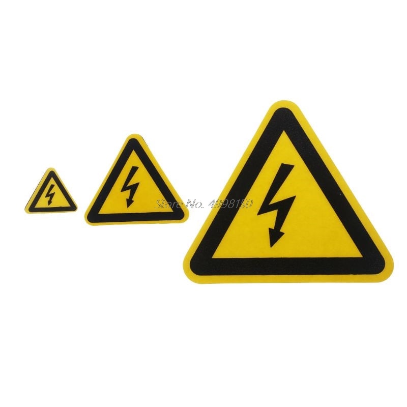 Etiquetas adhesivas de advertencia, aviso de peligro de choque eléctrico, seguridad de 25mm, 50mm, 100cm, PVC, resistente al agua,