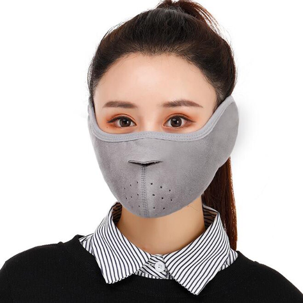 1PCAdult Cycling Face Covering Solid Color Winter Two-in-one Earmuffs Warm Mask Dustproof Coldproof Riding Mask Mascarillas