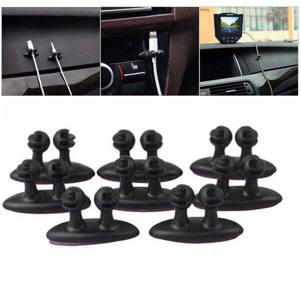 10pcs Car Dashboard Mobile Phone Cable Manager Charger Cable Line Organizer Clasp Clamp Auto Interior Accessories