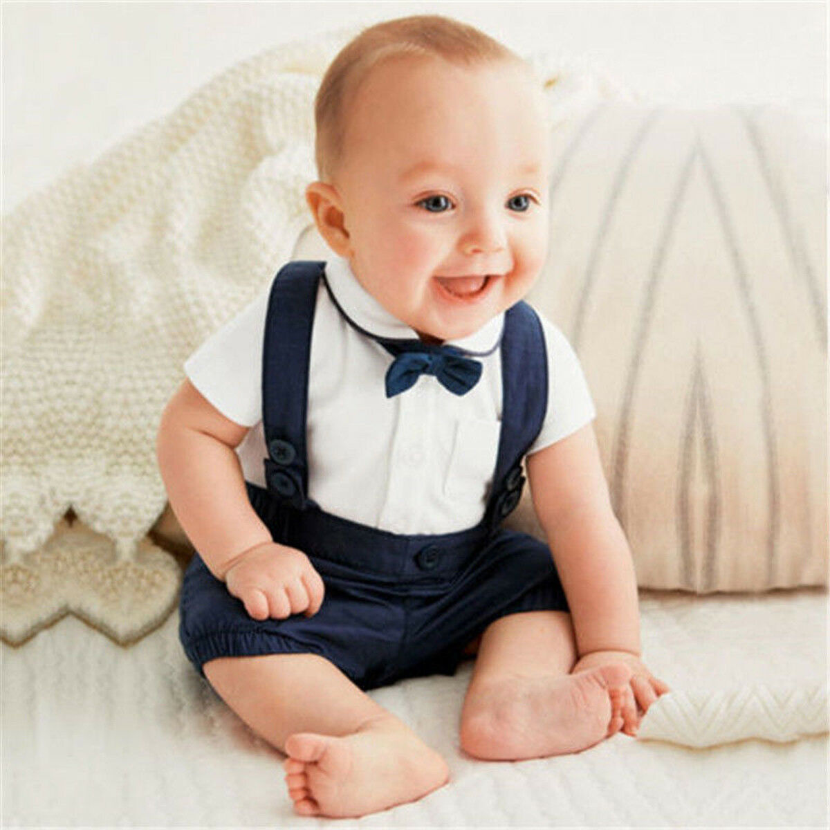 3Pcs Peuter Baby Boy Formele Kleding Outfit Pak T-shirt Top + Broek Jarretel Broek + Vlinderdas