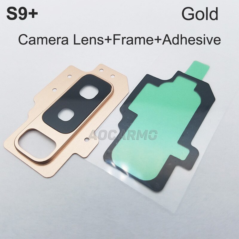 Aocarmo Achter Back Camera Lens Glas Ring Cover Met Frame Lijm Voor Samsung Galaxy S9 + SM-G9650/DS Plus 6.2 &quot;Vervanging: Goud