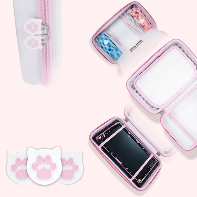 Simpatica custodia per zampa di gatto per Switch / Switch Lite custodia rigida da viaggio portatile con tracolla singola
