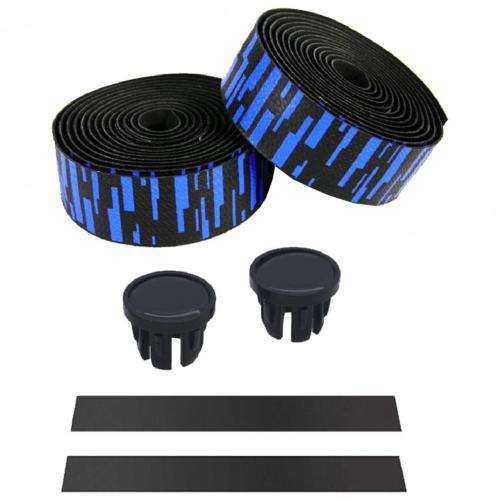 2Pcs Antislip Faux Leer Eva Road Fietsstuur Bandjes Rijden Levert Fietsstuur: Black  Blue