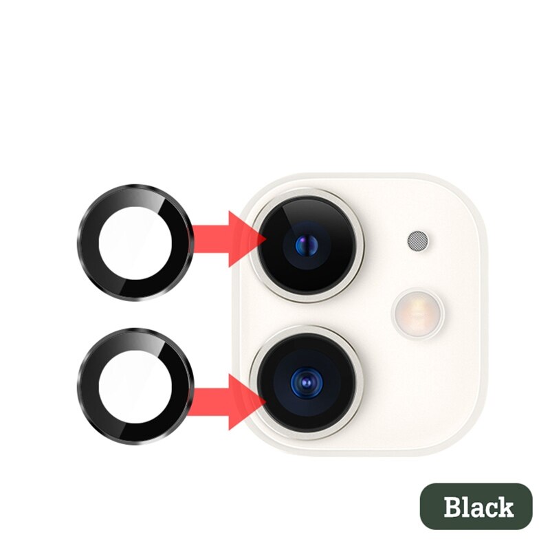 Câmera traseira protetor de tela de vidro + anel de lente de metal para-iphone 12/11 pro max câmera tela protctor para-iphone 12/11 caso: 4NB403243-BK-1