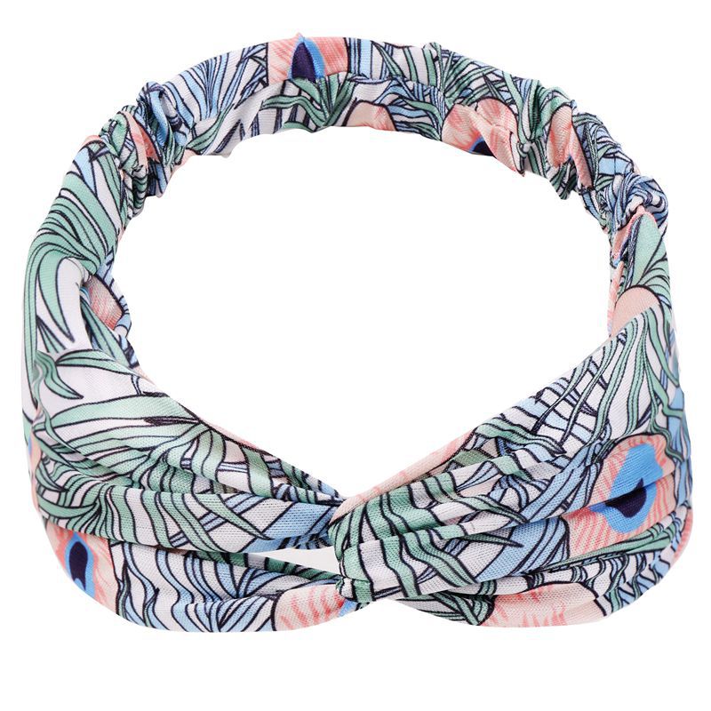 Haarbänder mit pfauenmuster, elastische haarbänder mit kreuzknoten, schnelltrocknend, sport-schweißband, weiches wildleder-bandana, haaraccessoires: Q2