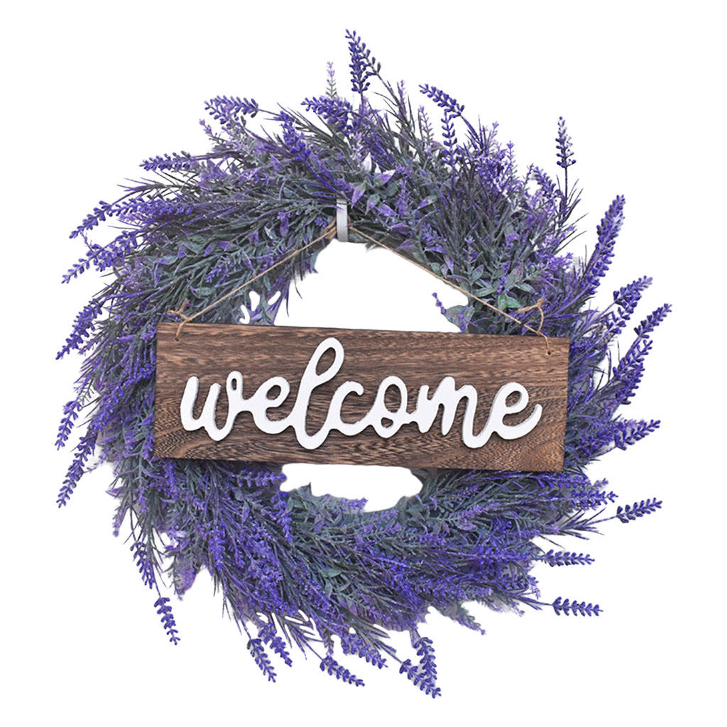 Lavender Wreath DIY Thanksgiving Day Artificial Flowers Welcome Sign Garland Furniture Decoration For Home Door