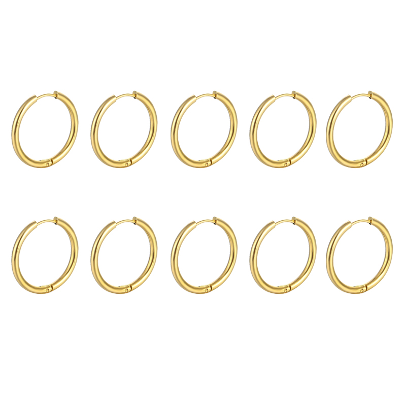 Pendientes de aro pequeños minimalistas de acero inoxidable 316L para mujer y hombre, aretes redondos clásicos, joyería para Piercing en la oreja, 10/20 piezas: YELLOW / Color dorado