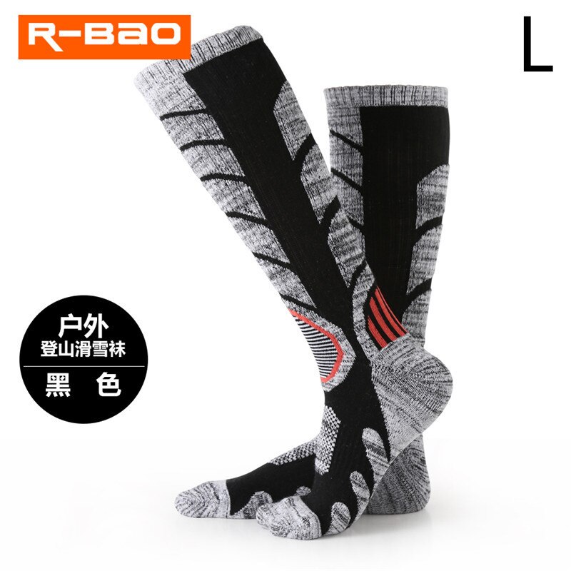 R-BAO Warme Lange Thermische Socken Alaska Männer Frauen Dicker Baumwolle Outdoor Sport Klettern Camping Wandern Schnee Ski Socke: black