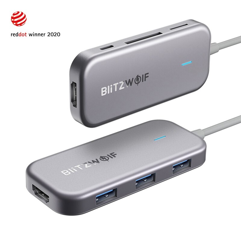 BlitzWolf BW-TH5 7 in 1 USB C Data Hub 3-Port USB 3.0 TF Card Reader PD Charging 4K HDMI Display for MacBooks for iPad Laptop