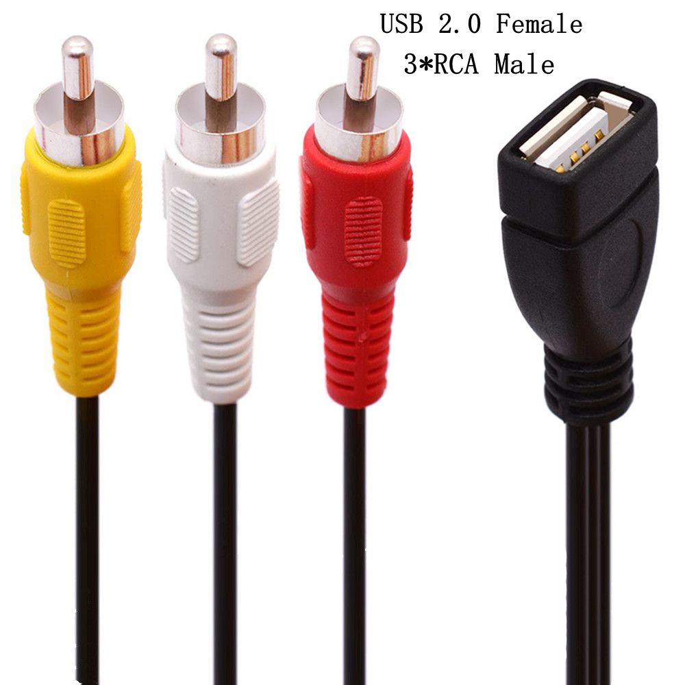 USB A 2.0 Buchse Stecker auf 2 3 Cinch 2/3 Cinch Stecker Buchse AV-Stecker Adapter Stecker Konverter Kabel Blei PC TV HDTV AUX Audio Video: green / 1.5m