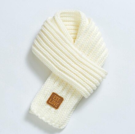 Winter warme baby gebreide sjaal kinderen jongens meisjes breien effen sjaal halskraagwarmer sjaals accessoires: Wit