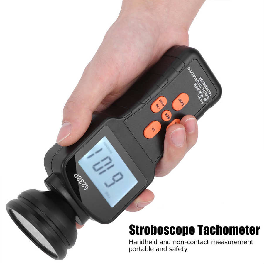 6238P Portable Large LCD Handheld Digital Stroboscope Flash Tachometer Meter Digital Tachometer