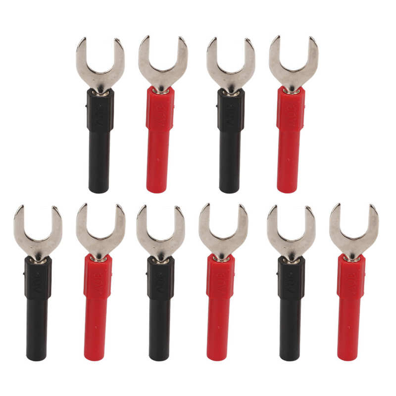 U Fork Spade Connector Red Black Y Spade Plug for Multimeters