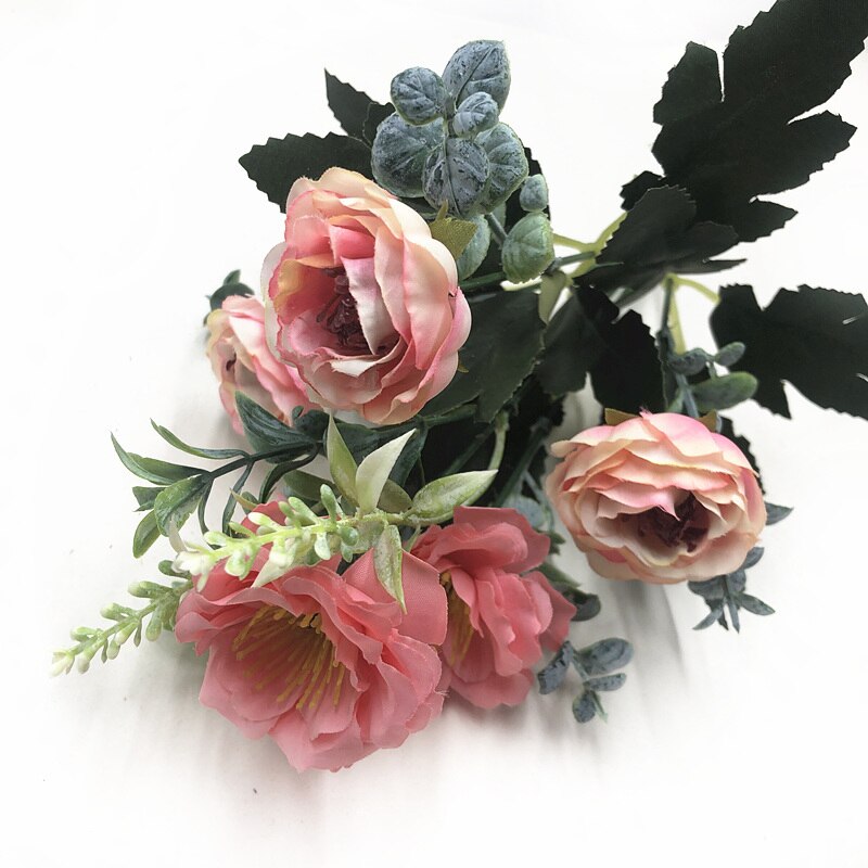 Yoormer Kunstmatige Pioen Zijde Bloem Boeket Elegante Thuis Kunstmatige Bruiloft Decoratie Boeket Bloem Decoratie: Pink