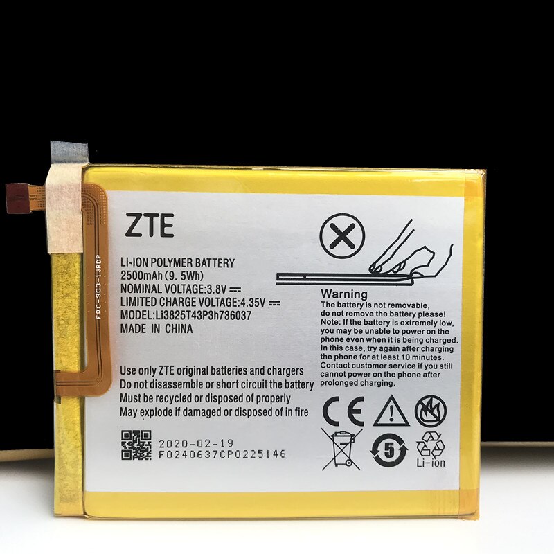 Originele 2500Mah Li3825T43P3h736037 Batterij Voor Zte Kleine Verse 5 BV0840/Zte Blade V8Q V8C V0840