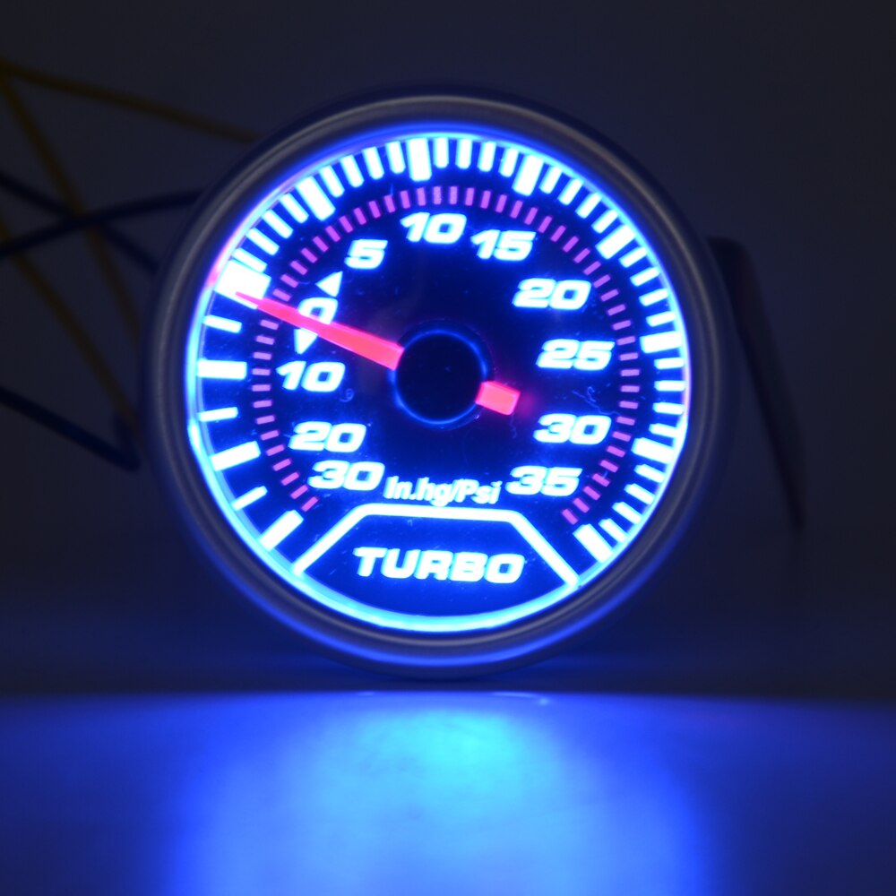 2 " 52mm universal boost turbo bilmåler  -30 in. hg ~ 35 psi meter auto blå led