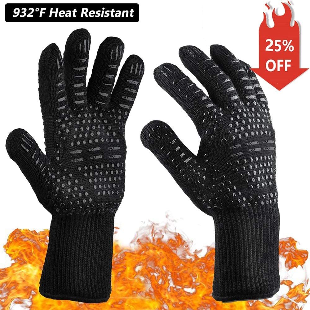 Multi-Purpose Extreme Heat Resistant BBQ Oven Gloves Handling Food Right on Cast Iron Fireproof Indoor Outdoor Use