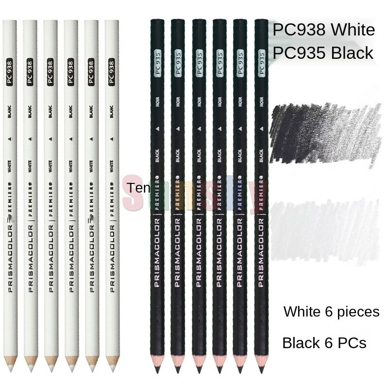 Prismacolor Premier Colored Pencils,Soft Core 4.0mm, White Black PC935 PC938 Skin Single Color Pencils,Sanford Artist Pencils